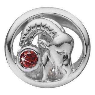Christina Collect Sterling Silver Capricorn Zodiac with Red Stone (Dec 21st - Jan 19th)